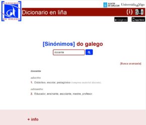 Portal do diccionario de sinónimos en galego.