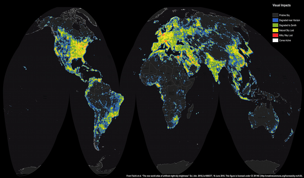 Créditos da imaxe e licenza: F. Falchi et al., Light Pollution Atlas, ISTIL