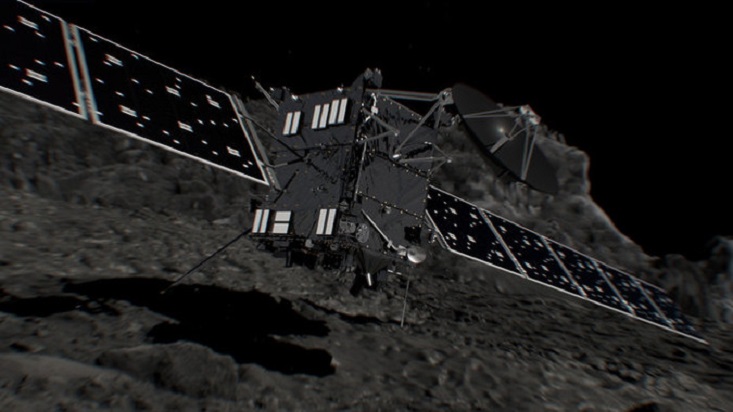 Recreación da ESA da colisión da sonda Rosetta co cometa Churi.