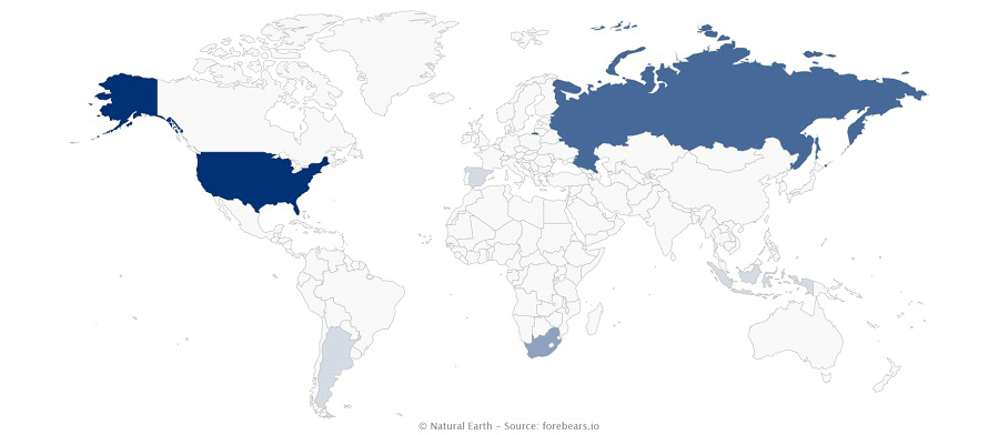 Mapa dos Morriña no mundo.