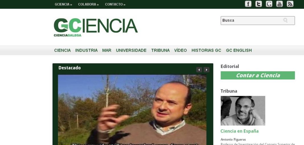 Portada de GCiencia coa entrevista audiovisual a Fernando Aguado sobre o G-Sat.