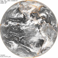 Imaxe meteorolóxica do 25 de setembro de 1984. O 'Hortensia' está a formarse no Caribe.