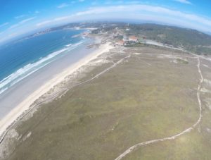 A praia da Lanzada dende un drone.