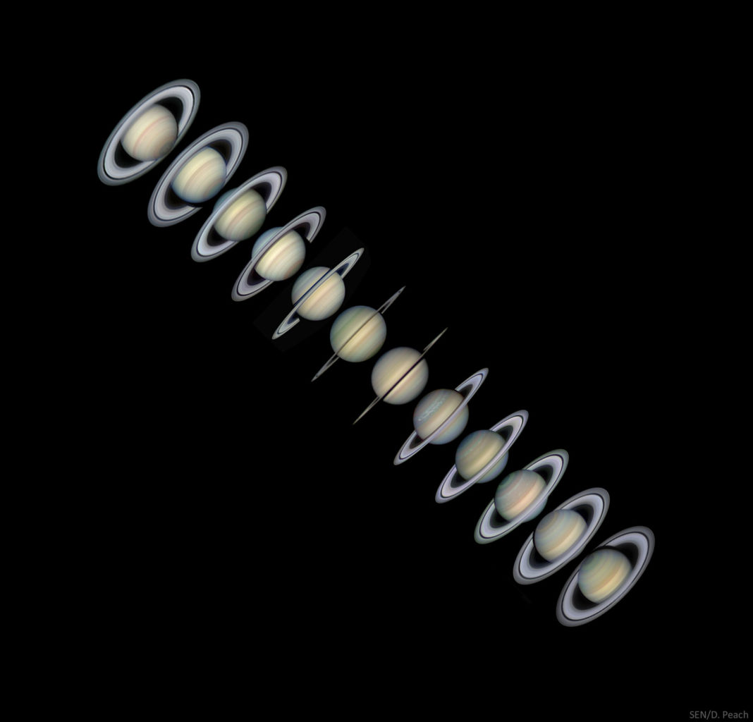 Aneis e estacións de Saturno.