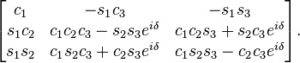 Unha das formulacións matemáticas da matriz 'CKM', que lle deu o Nobel a Kobayashi e Maskawa.