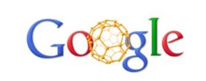 Doodle de Google nos 25 ano do descubrimento do fulereno.