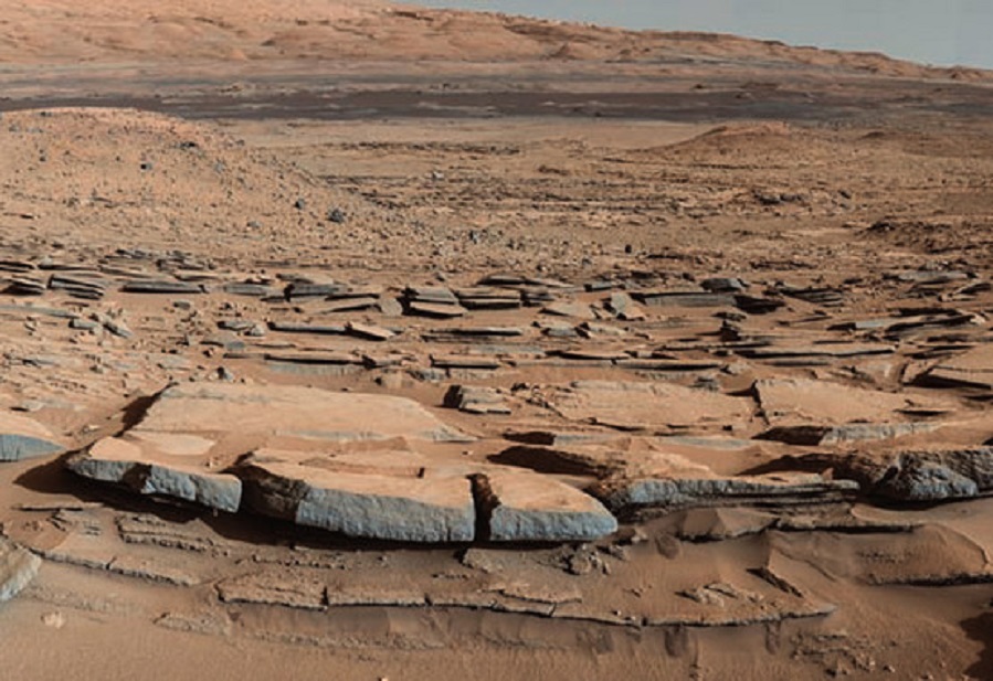 Imaxe do robot Curiosity que amosa un área onde houbo un gran lago en Marte. Foto: NASA.