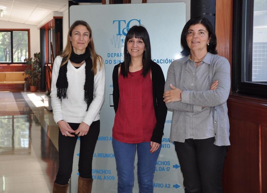 Laura Docio, Paula López e Carmen García Mateo, responsables da investigación da UVigo.
