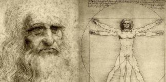 Leonardo da Vinci, Homo Universalis, xunto ao home de Vitruvio.