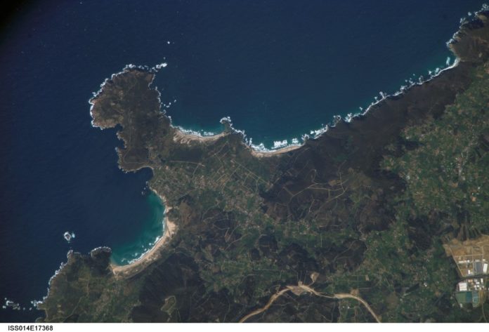 Cabo Touriñán, dende a Estación Espacial Internacional, en foto tomada no 2007.