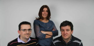 O equipo de Monet, de esquerda a dereita: ose Antonio Gay, Débora Franco e David Rey.
