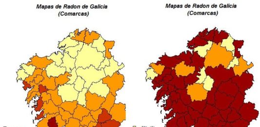 Mapas do gas radón en Galicia.
