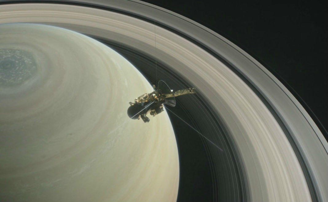 Recreación da NASA sobre o Gran Final de Cassini.