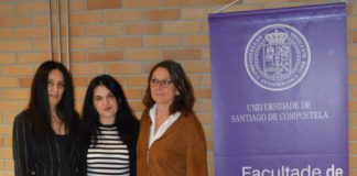 Olga Novo, entre Carmen Blanco e Françoise Dubusquet, na Facultade de Humanidades de Lugo. Foto: USC.