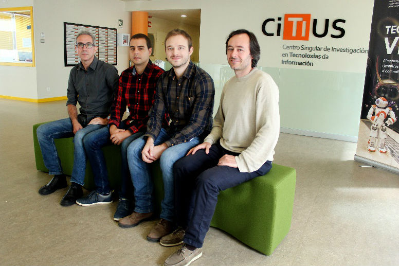 Os membros do Programa de e-Saúde do CiTIUS, de esquerda a dereita, Paulo Félix, Tomás Teijeiro, Constantino García e Daniel Castro. Foto: Andrés Ruiz / CiTIUS