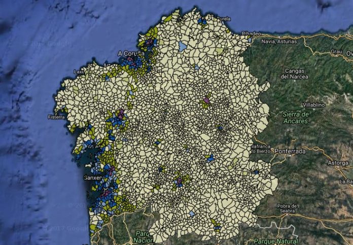 Unha das causas ás que se alude en moitos dos sucesos é o abandono e o despoboamento da zona rural, que se evidencia no mapa que amosa o grao de urbanización de Galicia. Fonte: IGE.