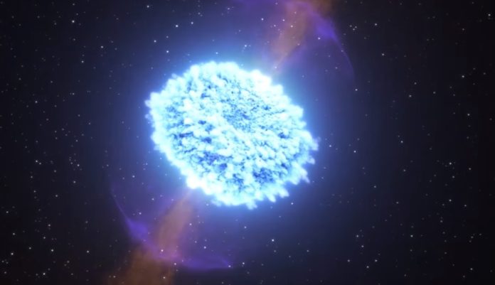 Recreación da colisión estelar que xerou as ondas gravitacionais detectadas este ano. Fonte: Science.