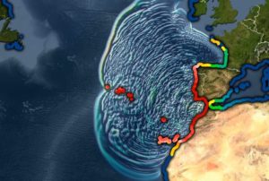 Simulación do tsunami xerado polo sismo. Fonte: noaa.gov.