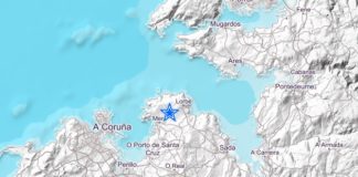 Epicentro do terremoto, no municipio de Oleiros. Fonte: IGN.