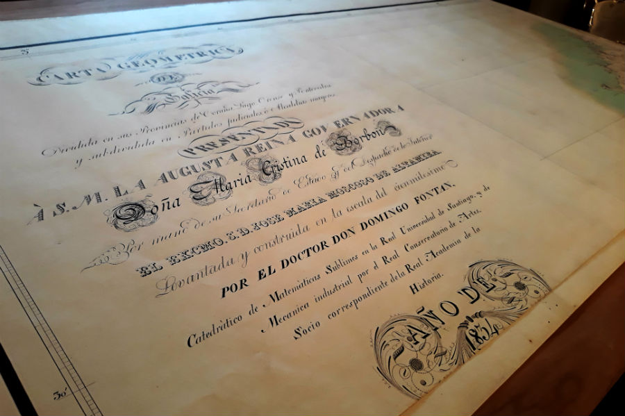 Orixinal da Carta Xeométrica, custodiado pola Fundación Domingo Fontán. Fotos: R. Pan.