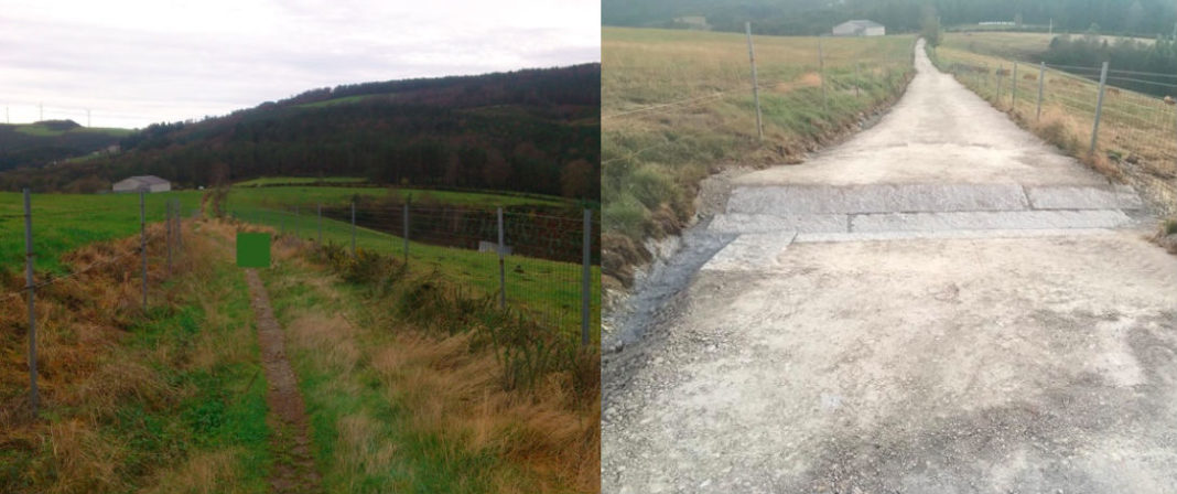 Antes e despois do Camiño Primitivo no tramo que pasa pola Fonsagrada. Fonte: Adega.