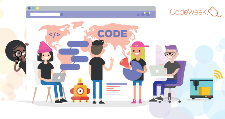 A Semana da Programación busca enriquecer as competencias dixitais dos estudantes e os docentes. Fonte: codeweek.eu.
