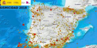 Mapa de sismos do 2018 en Galicia. Fonte: IGN.