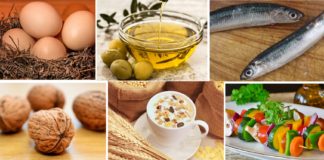 Ovos, aceite de oliva, peixe azul, froitos secos, cereais e verdura son algúns exemplos de alimentos ricos en vitamina E.