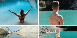 Imaxes de varias persoas bañándose ou posando nas balsas de Monte Neme. Fonte: Instagram.