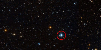 A estrela de Rosalía (HD 149143) nunha imaxe de telescopio.