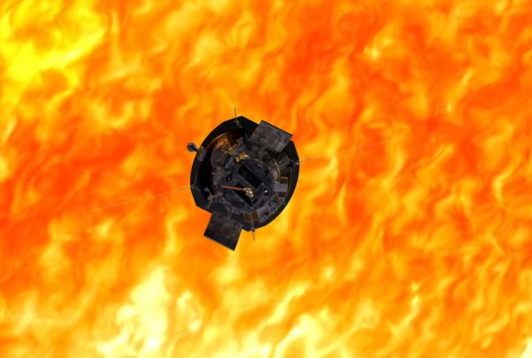 Recreación do achegamento da sonda Parker á coroa do Sol.