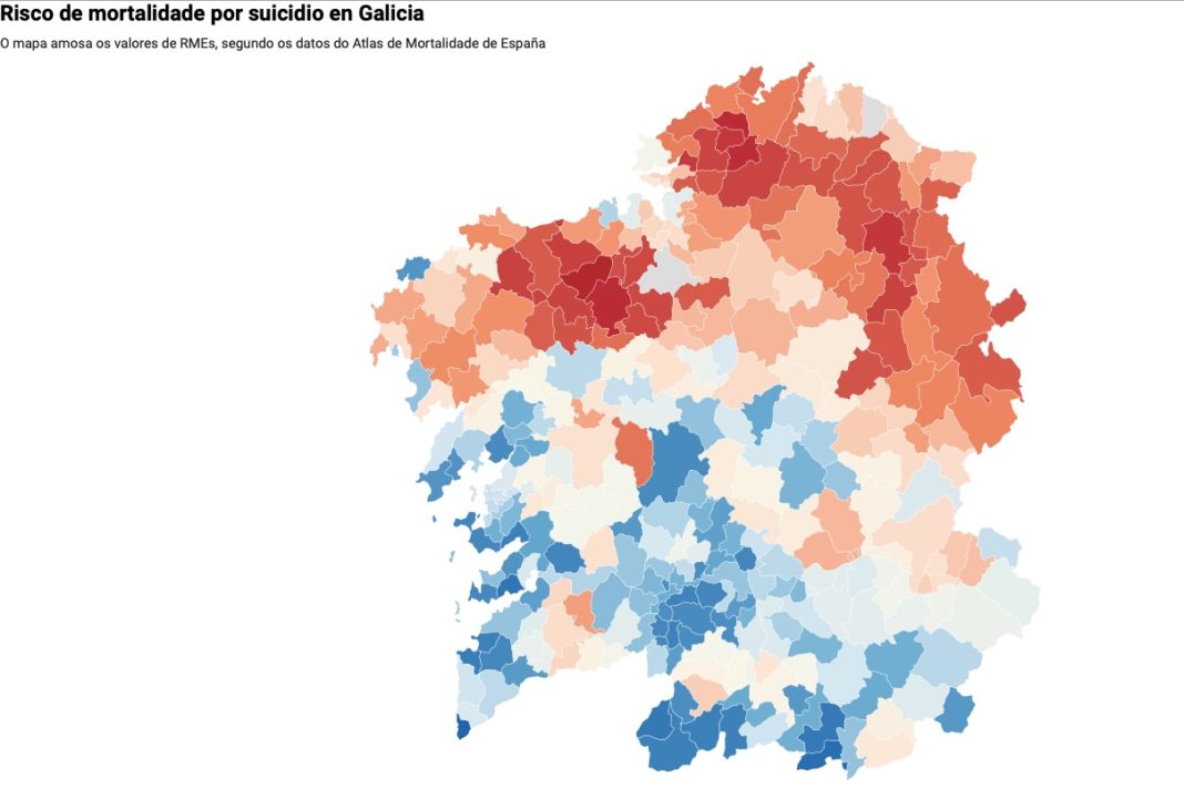 O Atlas de Mortalidade sitúa a varios municipios de Galicia á cabeza no risco de suicidio e morte por accidentes de tráfico. 