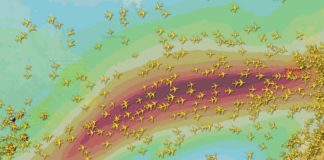 Avións cruzando o Atlántico empurrados pola corrente en chorro formada pola presenza de Ciara. Fonte: Flightradar24.