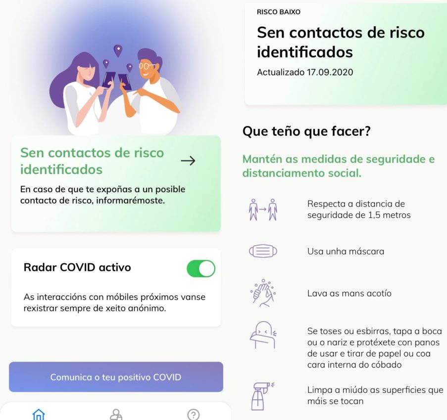 Algúns usuarios de iOS dispoñen xa da actualización de Radar Covid que inclúe a versión en galego.