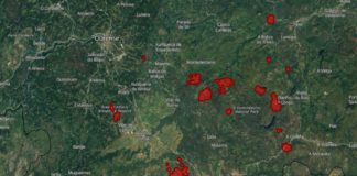 Estimación da superficie queimada nos principais incendios rexistrados en Ourense desde o sábado, segundo o sistema EFFIS do satélite Copernicus.