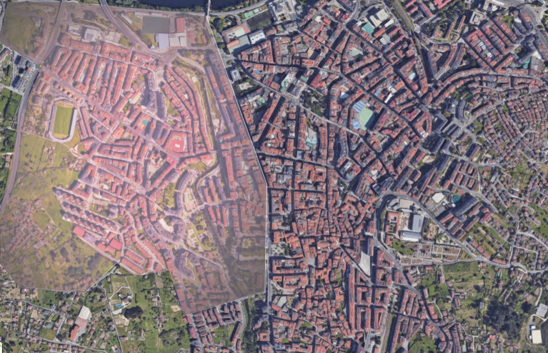 Zona con maiores restricións en Ourense. Fonte: Google Street View/Sanidade/Elaboración propia.