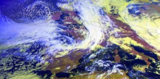 A borrasca Alex deixarase notar nos vindeiros días en Galicia, segundo avanza a imaxe de satélite do Eumetsat. Fonte: MeteoGalicia.