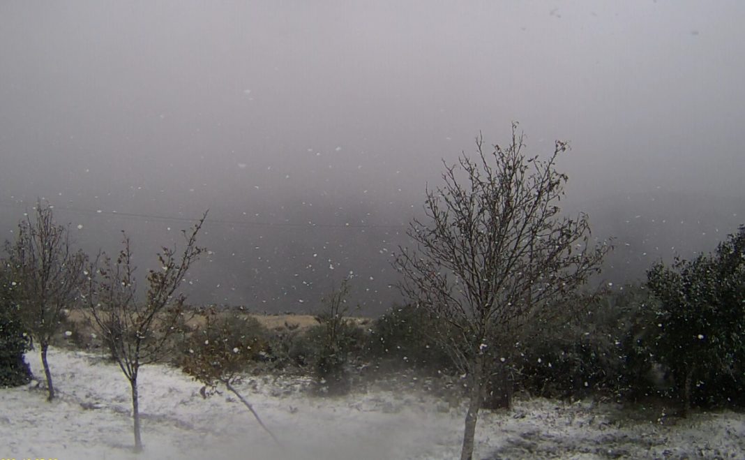 Folerpas de neve preto do albergue dos Ancares, en Cervantes, este mediodía. Imaxe: MeteoGalicia.