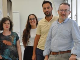 Lola Rueda, Ana Campos, Salvador Herrera e José Antonio Lamas, investigadores do Laboratorio de Neurociencia do Cinbio. Foto: Duvi.