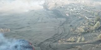 Avance dunha das coadas de lava en La Palma, nas imaxes tomadas estes últimos polo IGME.