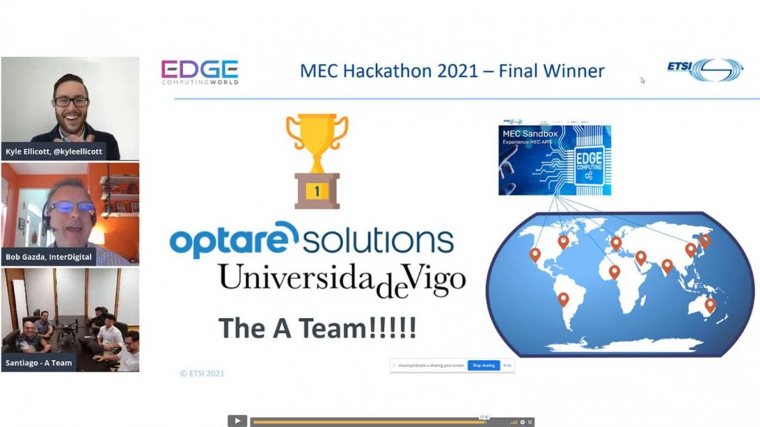 Anuncio do galardón dentro do certame Edge Computing World, que se celebrou en liña dentro das actividades que tiveron lugar en San Francisco. Foto: Duvi.