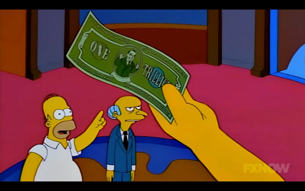 Los Simpsons lo han vuelto a hacer, el billete de un trillón de dólares podría ser una realidad.