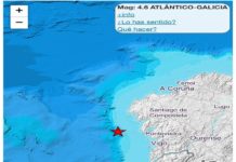 Epicentro do terremoto no Atlántico.