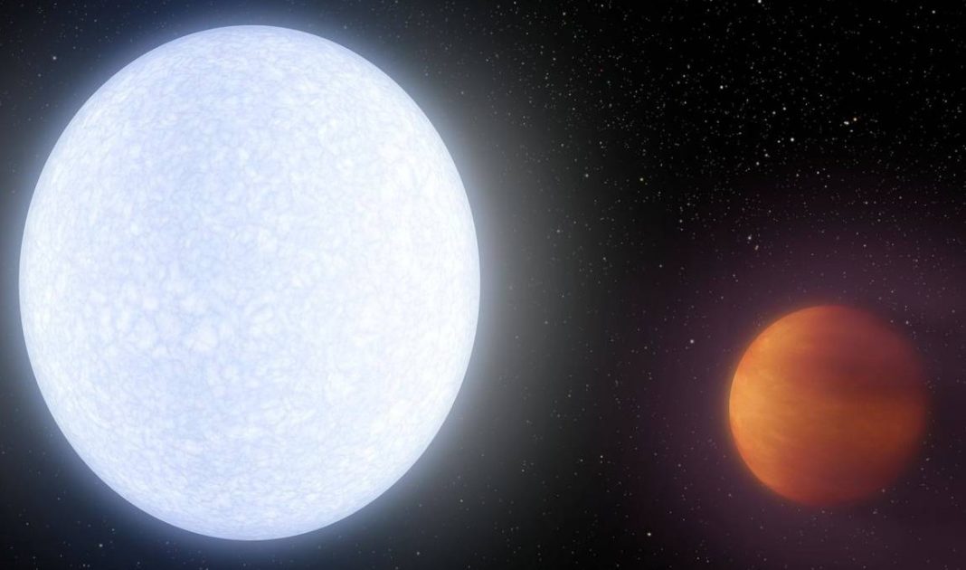 Recreación artística do exoplaneta KELT-9b, un xigante gaseoso similar a Xúpiter. Crédito: NASA