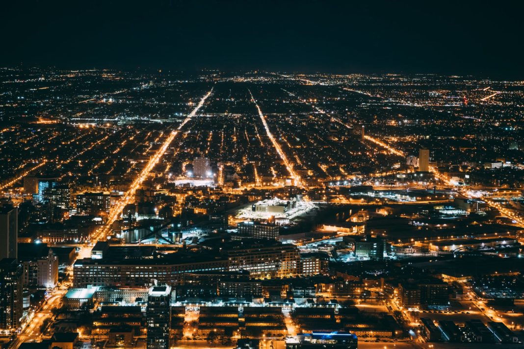 Foto da Cidade de Chicago onde se ve a distribución das rúas