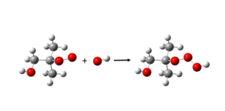 Reacción: ROO + OH → ROOOH (átomos de osíxeno en vermello). Trióxidos. Foto: Universidade de Copenhague
