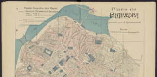 Mapa da cidade de Pontevedra en 1910. Foto: IGN