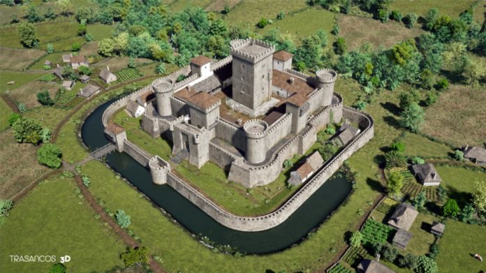 Reconstrución virtual do castelo de Rocha Forte, feita ao abeiro do documental 