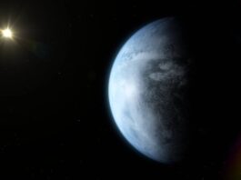 Recreación dun planeta de tamaño similar á Terra na zona habitable dunha anana vermella próxima. Crédito: Render Area /CARMENES / J.A. Caballero