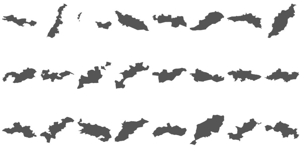Os 24 concellos máis rectangulares de Galicia. 